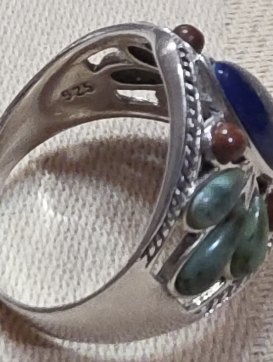 NAVAJO DESIGNER NED KLAH STERLING SILVER TURQUOISE NATIVE AMERICAN RING SZ 9 - Picture 4 of 7